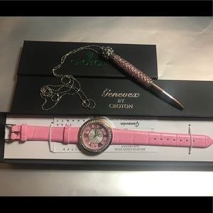Croton Quartz Crystal Accented Watch w/ Pen